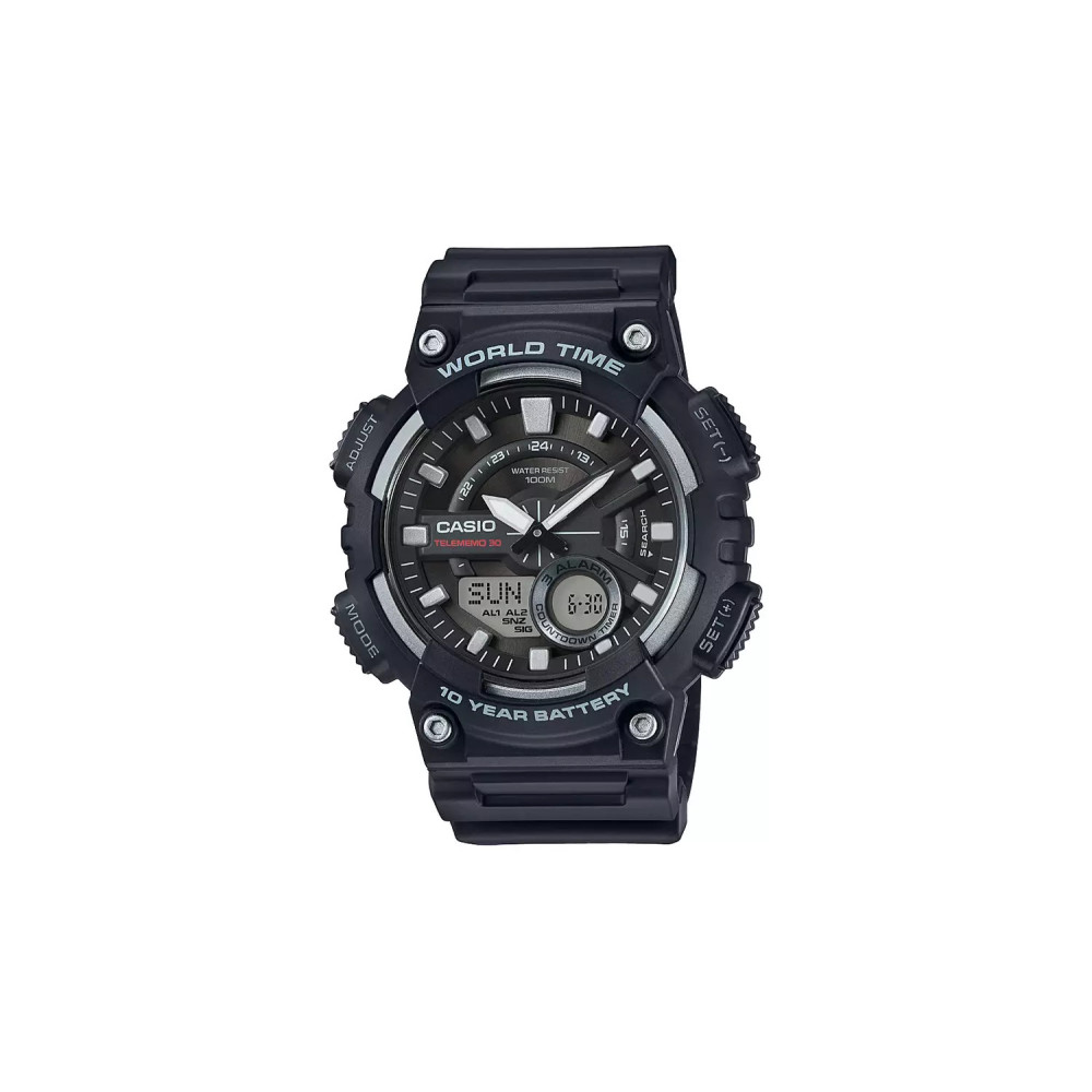 Casio World Time Black Resin Strap