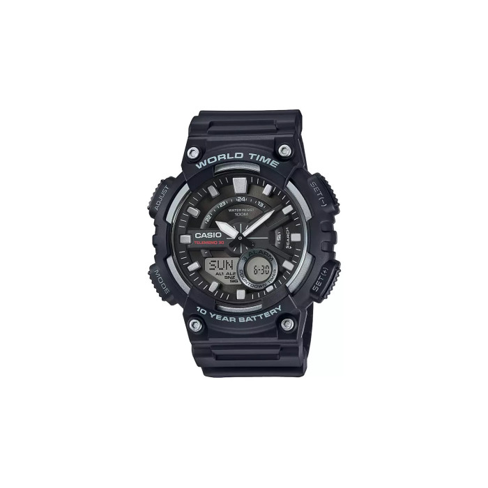 Casio World Time Black Resin Strap