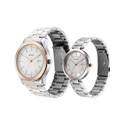 Titan Analog Metal White Dial Unisex's Watch
